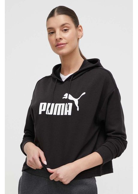 Puma bluz femei culoarea negru cu glug imprimeu 586870