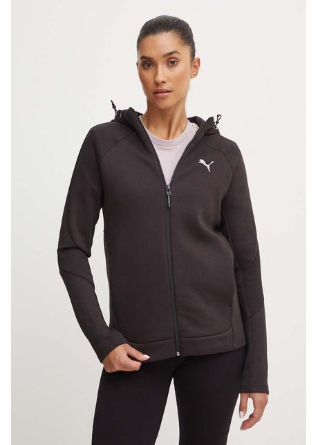 Puma bluza femei culoarea negru cu glug neted 681670