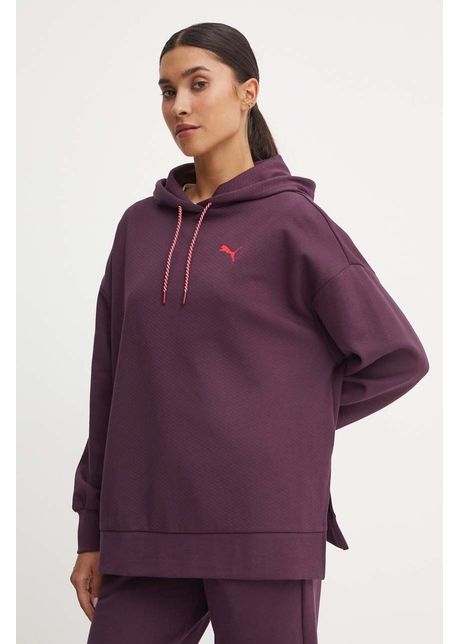 Puma bluza femei culoarea violet cu glug neted 626636