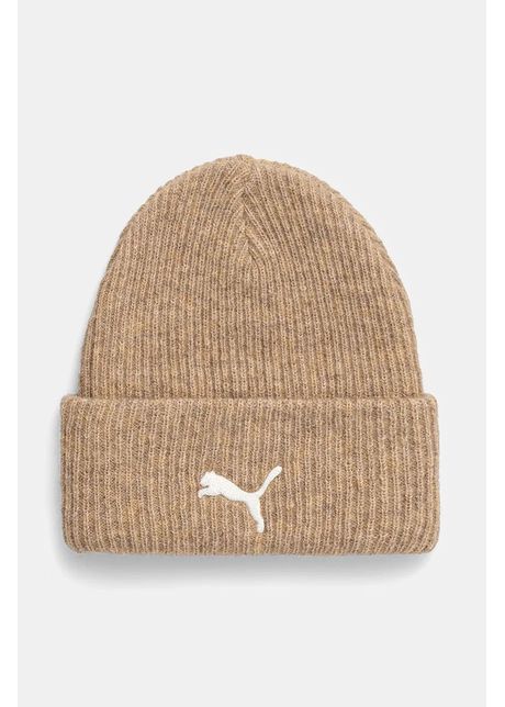 Puma caciula din amestec de lana culoarea bej din tricot gros 25495