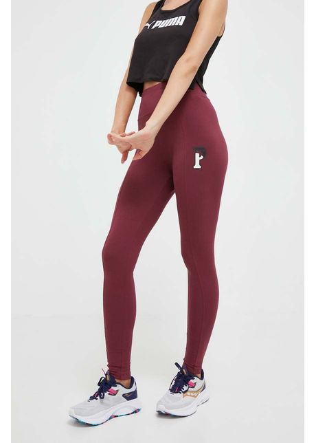 Puma colanti femei culoarea bordo cu imprimeu