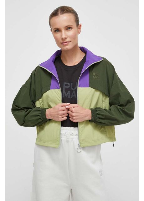 Puma geaca femei culoarea verde de tranzitie oversize