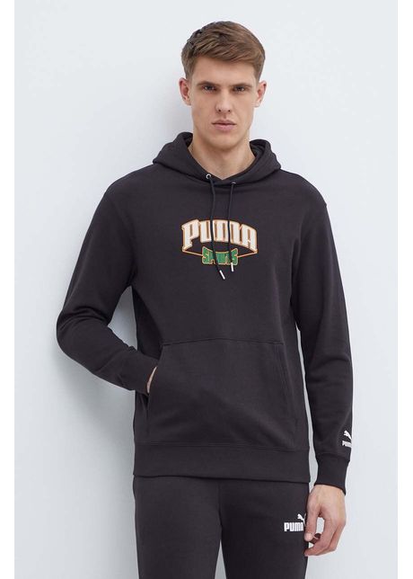 Puma hanorac de bumbac b rba i culoarea negru cu glug imprimeu 624396