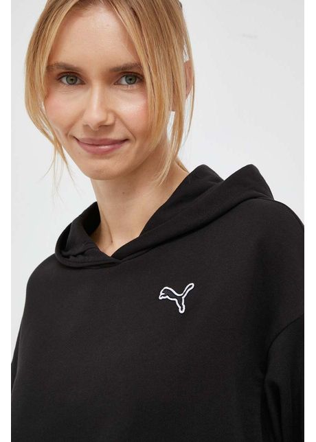 Puma hanorac de bumbac better essentials femei culoarea negru cu glug uni 675988