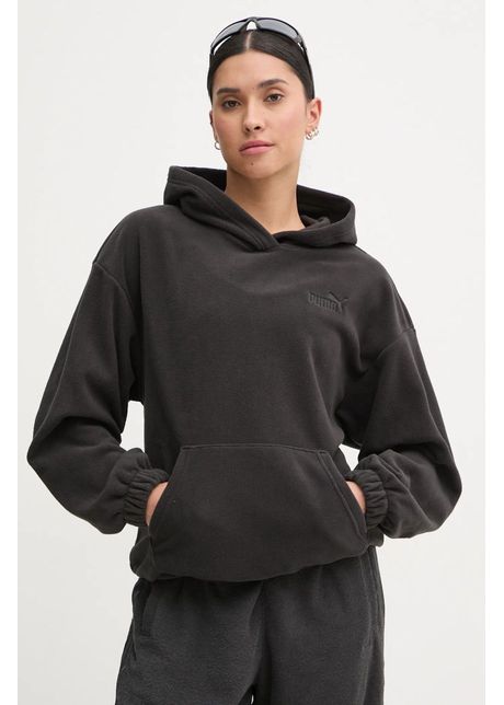 Puma hanorac fleece culoarea negru cu glug neted 681529