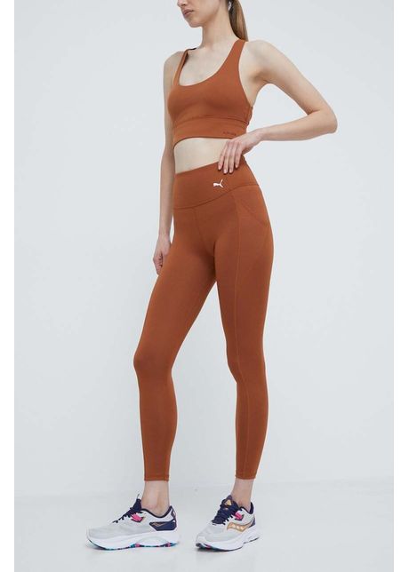 Puma leggins de antrenament favorite forever culoarea maro neted 520267
