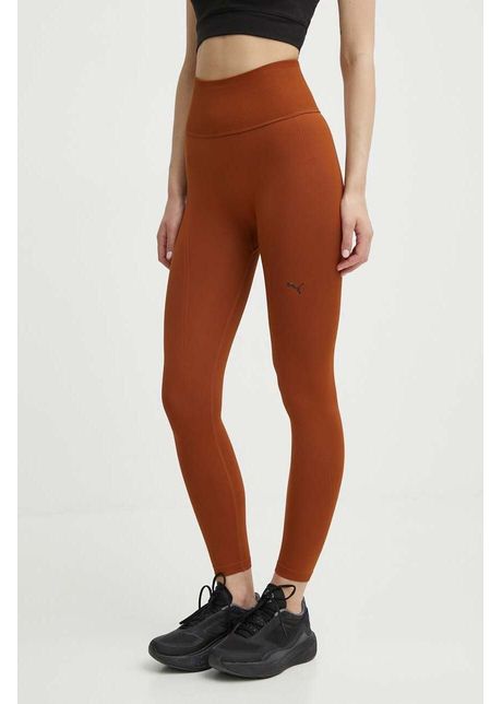 Puma leggins de antrenament shapeluxe seamless culoarea maro neted 524360