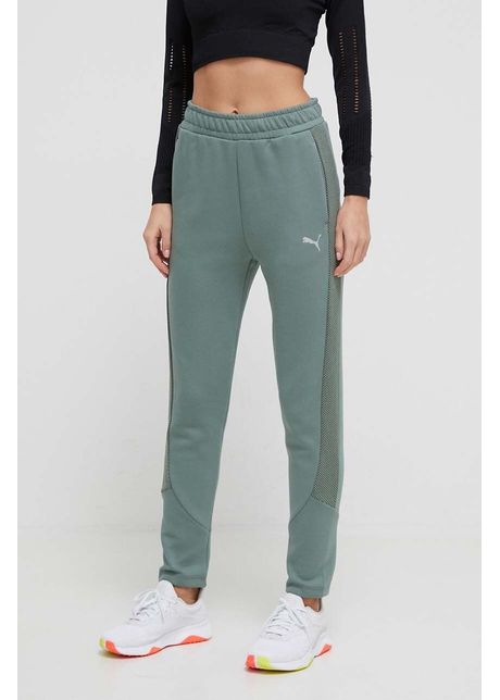 Puma pantaloni de antrenament evostripe culoarea verde neted