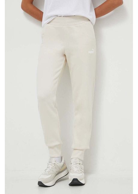 Puma pantaloni de trening culoarea alb neted