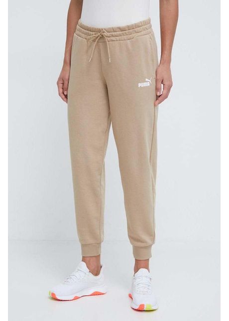 Puma pantaloni de trening culoarea bej cu imprimeu 678744