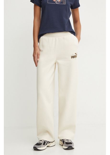 Puma pantaloni de trening culoarea bej cu imprimeu 681694