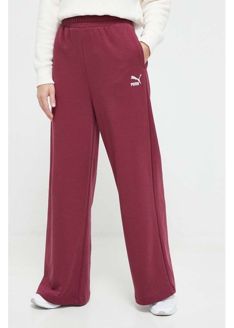 Puma pantaloni de trening culoarea bordo neted