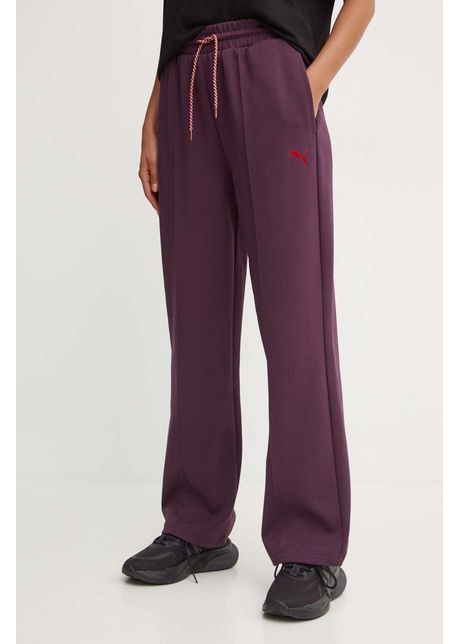 Puma pantaloni de trening culoarea bordo neted 626638