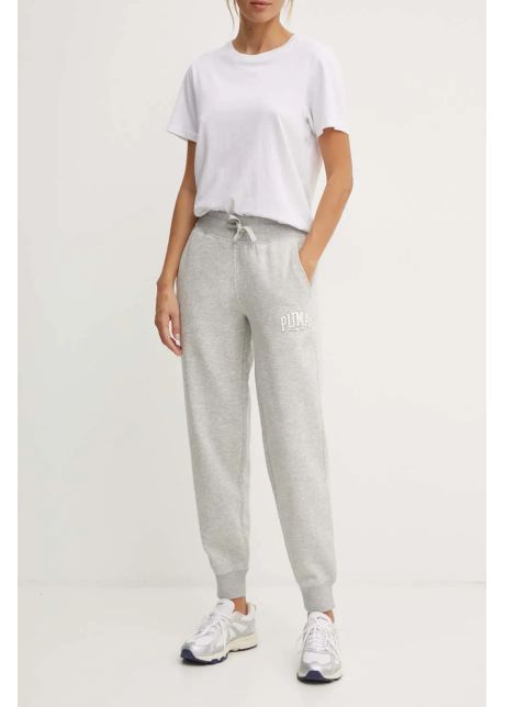 Puma pantaloni de trening culoarea gri cu imprimeu 681542