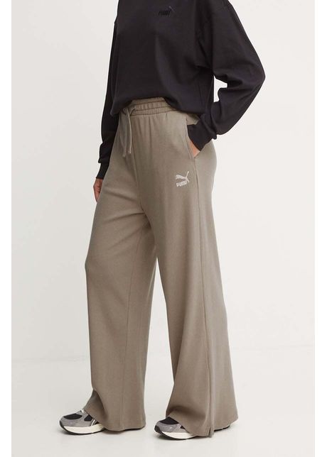 Puma pantaloni de trening culoarea verde neted 626631