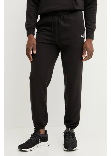 Puma pantaloni de trening din bumbac barbati culoarea negru neted 631535