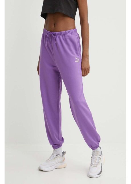 Puma pantaloni de trening din bumbac better classic culoarea violet uni 624233