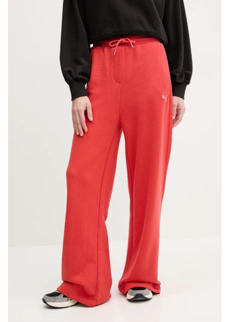 Puma pantaloni de trening din bumbac femei culoarea rosu uni 629779