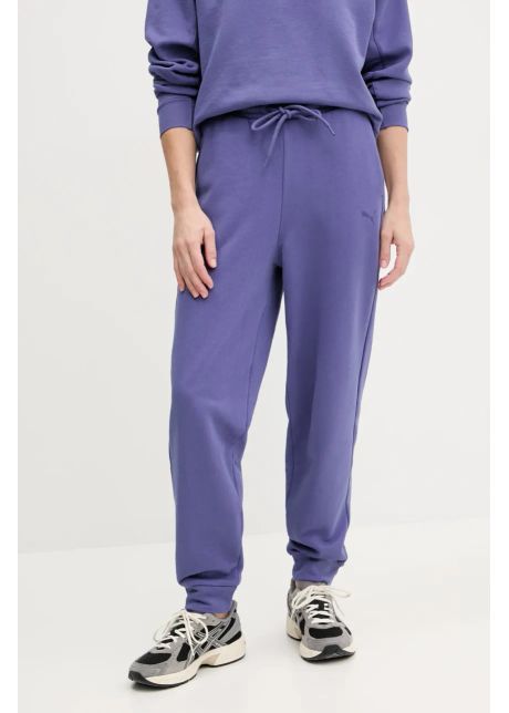 Puma pantaloni de trening din bumbac femei culoarea violet neted 685667