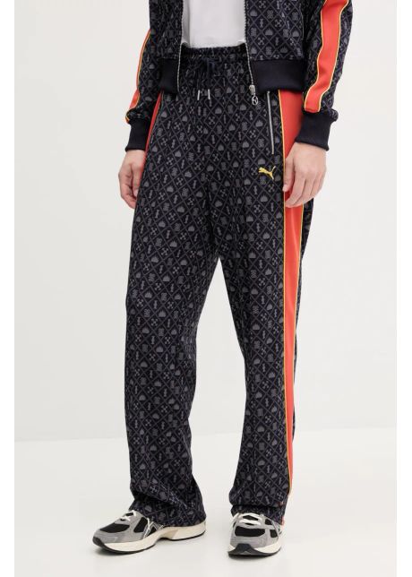 Puma pantaloni de trening femei culoarea albastru marin cu imprimeu 629794
