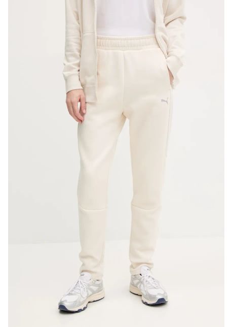 Puma pantaloni de trening femei culoarea bej neted 685051