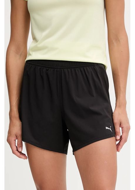 Puma pantaloni scurți de antrenament culoarea negru, neted, high waist, 526587