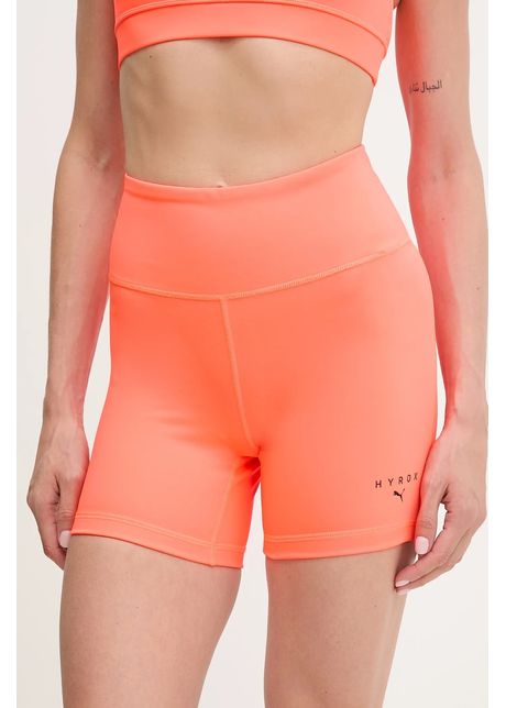 Puma pantaloni scurți de antrenament PUMA x HYROX culoarea portocaliu, uni, high waist, 527636