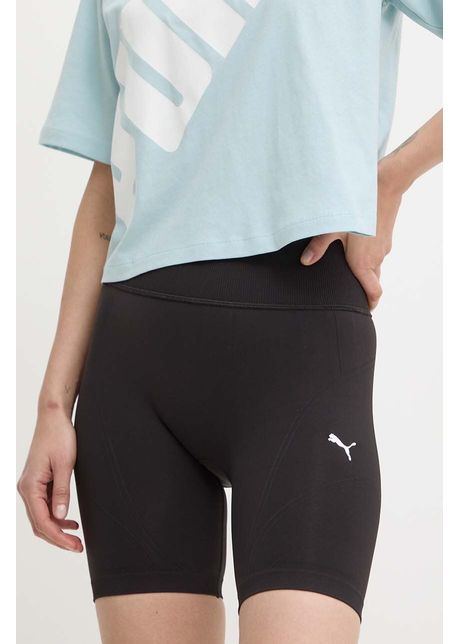 Puma pantaloni scur i de antrenament shapelux seamless culoarea negru neted high waist 524386