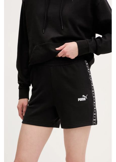 Puma pantaloni scurti femei culoarea negru cu imprimeu high waist 685012