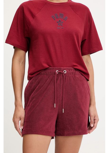Puma pantaloni scurti PUMA x FENTY culoarea bordo, uni, medium waist, 635405