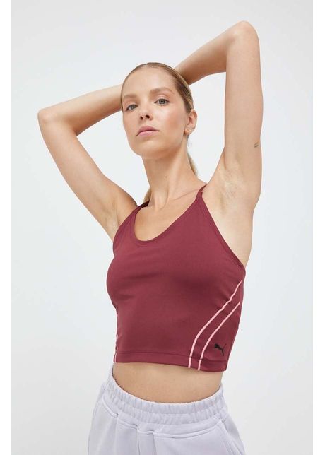 Puma top de yoga studio ultrabare culoarea bordo