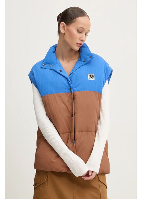 Quiksilver vesta puff jacket femei culoarea maro de iarna eqyjk04113