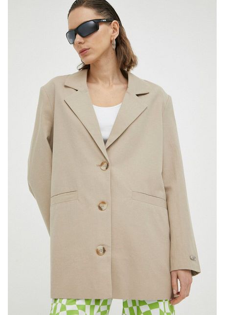 R sum blazer din amestec de in culoarea bej un singur rand de nasturi neted
