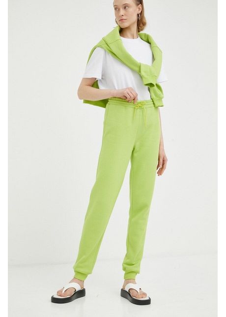 R sum pantaloni de trening femei culoarea verde melanj