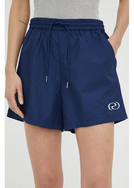 R sum pantaloni scurti femei culoarea albastru marin neted high waist