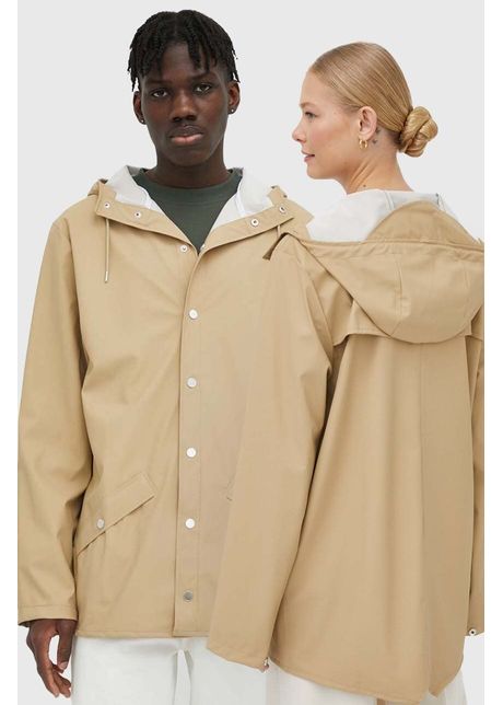 Rains geac de ploaie 12010 jacket culoarea bej de tranzi ie 12010 24 24sand