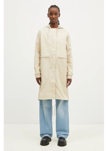 Rains geac string w parka w3 femei culoarea bej de tranzitie 18550 95