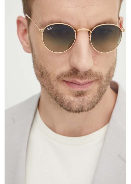Ray ban ochelari de soare round metal barbati culoarea auriu 0rb3447