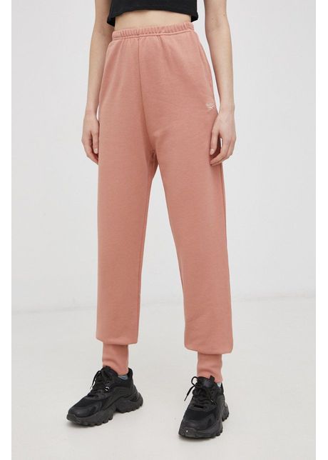 Reebok classic pantaloni de bumbac h49234 femei culoarea portocaliu material neted