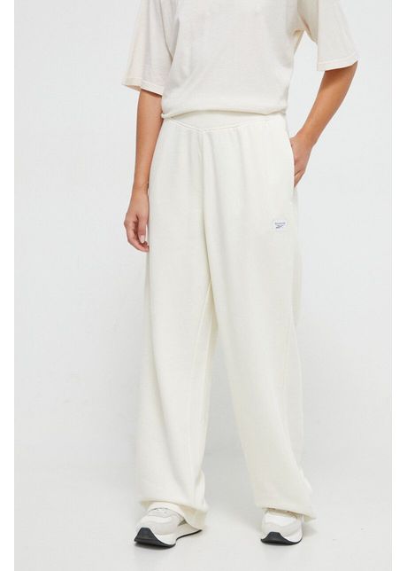 Reebok classic pantaloni de trening culoarea bej neted