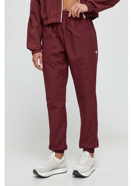 Reebok classic pantaloni de trening culoarea bordo neted