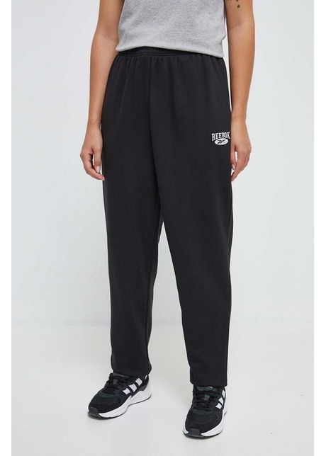Reebok classic pantaloni de trening din bumbac culoarea negru neted