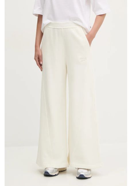 Reebok classic pantaloni de trening din bumbac femei culoarea bej neted 100214070