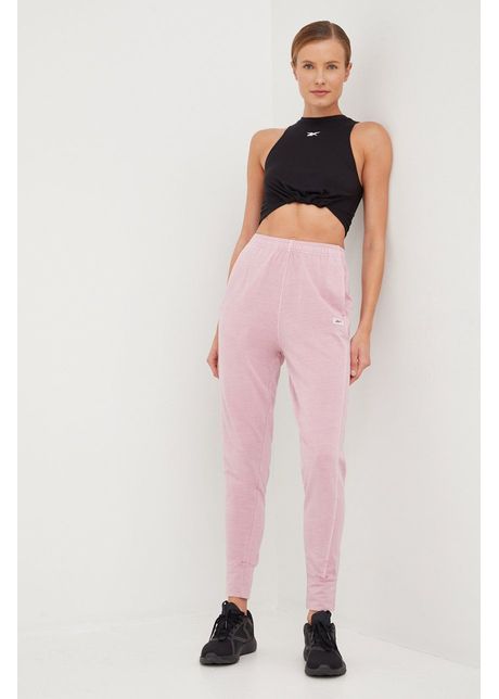 Reebok classic pantaloni de trening femei culoarea roz neted