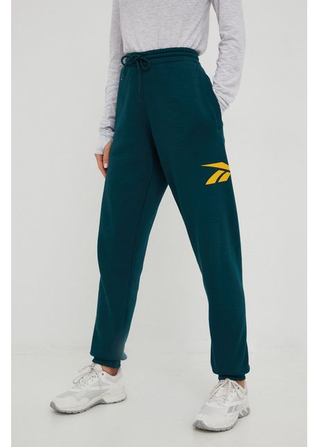 Reebok classic pantaloni de trening femei culoarea verde cu imprimeu