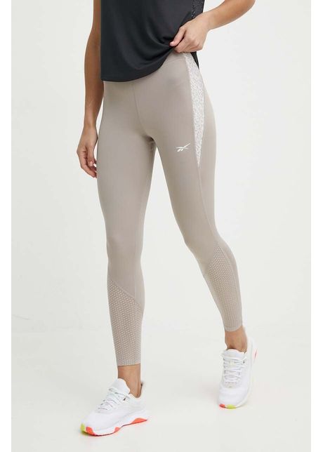 Reebok leggins de alergare culoarea bej cu imprimeu 100076060