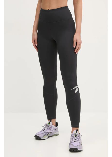 Reebok leggins de alergare culoarea negru, cu imprimeu, 100222316