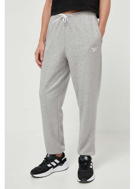 Reebok pantaloni de trening culoarea gri melanj