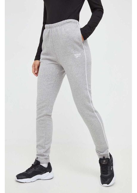 Reebok pantaloni de trening culoarea gri melanj