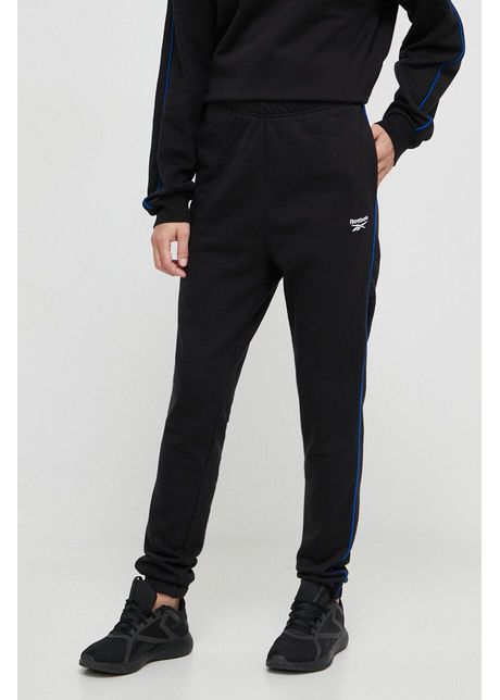 Reebok pantaloni de trening culoarea negru neted